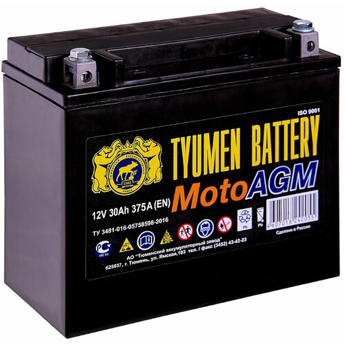 Аккумулятор TYUMEN BATTERY MOTO 6МТС-30 AGM 12V / 30A/h мотоцикл / снегоход