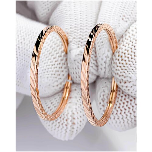 Серьги Trade Jewelry Серьги- конго из серебра 925 пробы (покрытие золото 585) с алмазной гранью, диаметром 25 мм