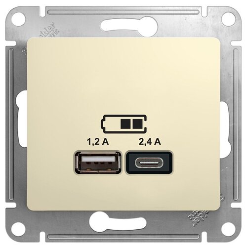Розетка usb Schneider Electric Glossa GSL000239 скрытая установка бежевая IP20 два модуля USB типы A и C