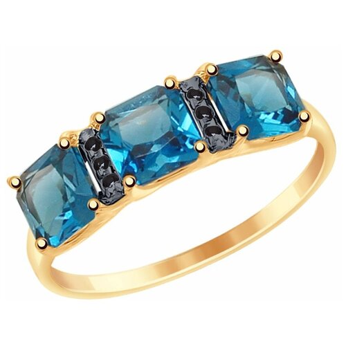 фото Sokolov кольцо из золота с синими топазами и фианитами 715023, размер 17