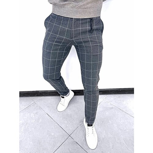 Брюки классические чинос SKOS Fashion, размер 28, серый мужские классические брюки серые облегающие брюки в клетку деловые формальные облегающие брюки мужские классические брюки с полосками п