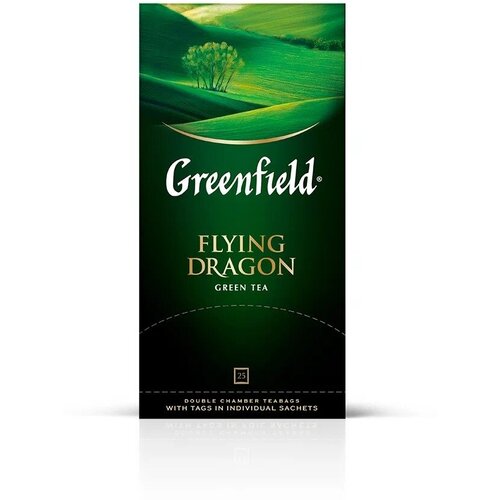 Чай GREENFIELD Flying Dragon зеленый, 100 пакетиков