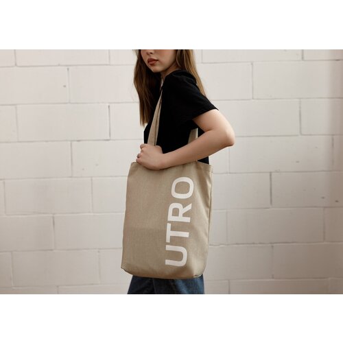 фото Сумка шоппер utro повседневная, полиэстер, бежевый