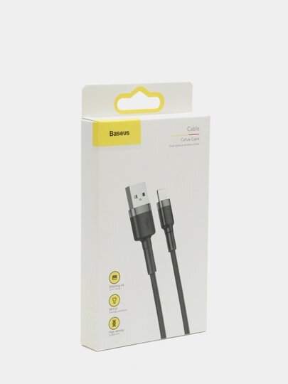 Кабель Baseus Cafule USB - Lightning, 1 м, 1 шт., черный/серый - фотография № 11