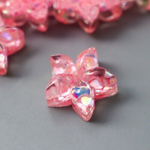 Декор для творчества пластик Цветок-пятилистник нежно-розовый кристалл 1,4х1,4 см 12 шт.