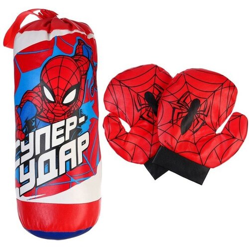 Игровой набор для бокса «Супер-удар», груша 13х13х35 см, Человек-паук набор игровой ракетки 8×12 см и два мячика человек паук