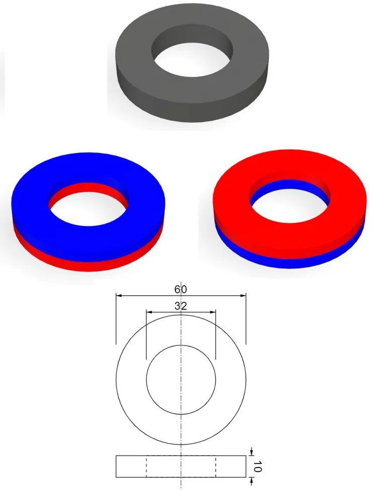 Магнит 60х32х10 мм, кольцо, феррит - 5 штук