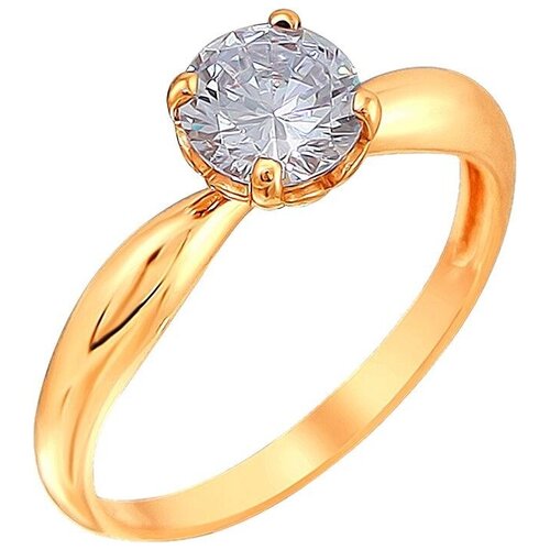 фото Эстет кольцо с 1 фианитом из серебра с позолотой 01к154544а, размер 18.5