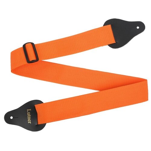 Ремень для гитары, цвет: оранжевый, кожаные наконечники. Lutner