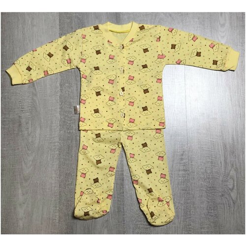 Комплект одежды  TRILLION baby детский, ползунки и кофта, повседневный стиль, размер 80-86, желтый