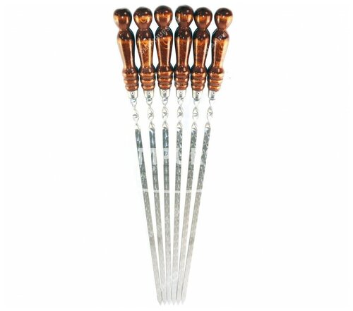 6 шампуров с деревянной ручкой для баранины 10мм - 45см