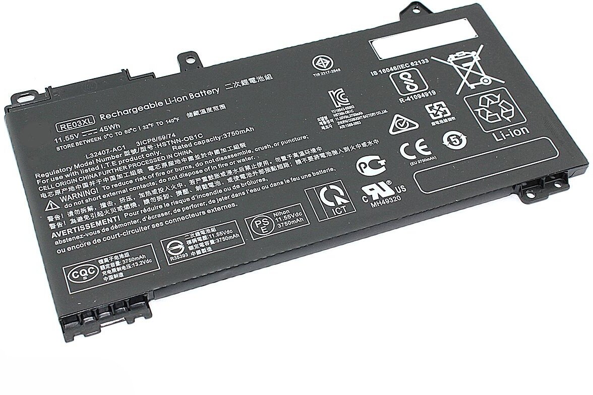 Аккумулятор RE03XL для ноутбука HP ProBook 430 G6 11.55V 3500mAh черный