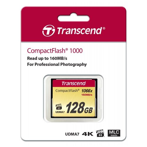 Карта памяти 128 ГБ CompactFlash (CF) Transcend CompactFlash X1000 (TS128GCF1000)