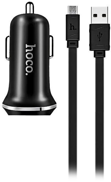 Автомобильное зарядное устройство Hoco Z1i АЗУ 2USB 2.1A для Lightning 8-pin Черный (iPhone)