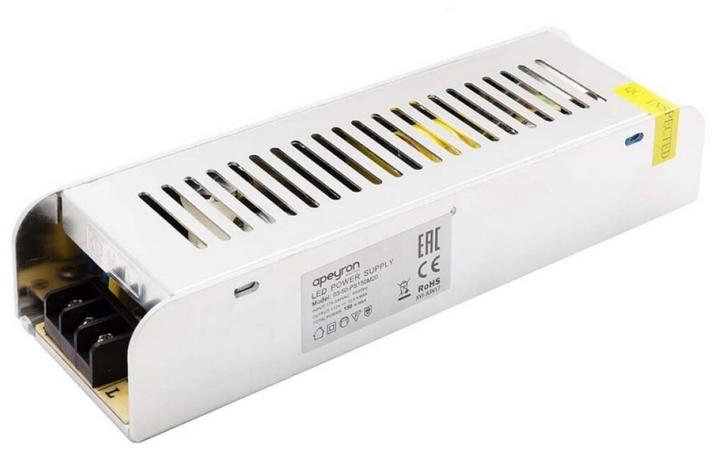 Блок питания Apeyron Electrics (слим-металл) 12В, 150 Вт, IP20, 12,5 А, 200*59*39 мм