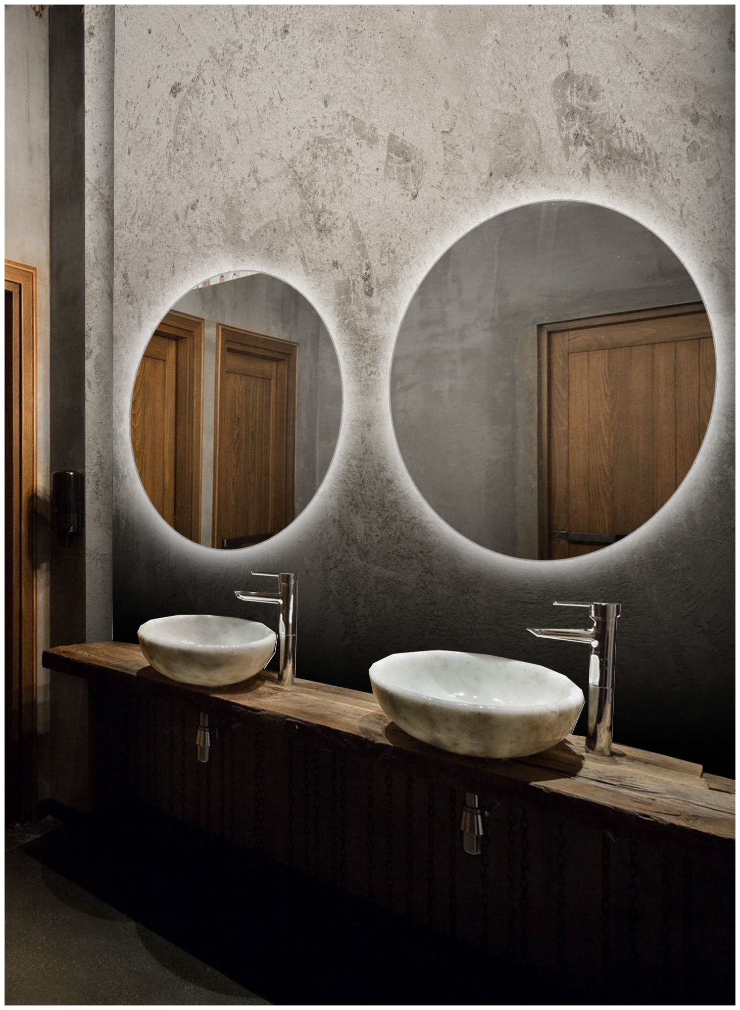 Зеркало для ванной Sun D60 круглое "парящее" с холодной LED-подсветкой - фотография № 3