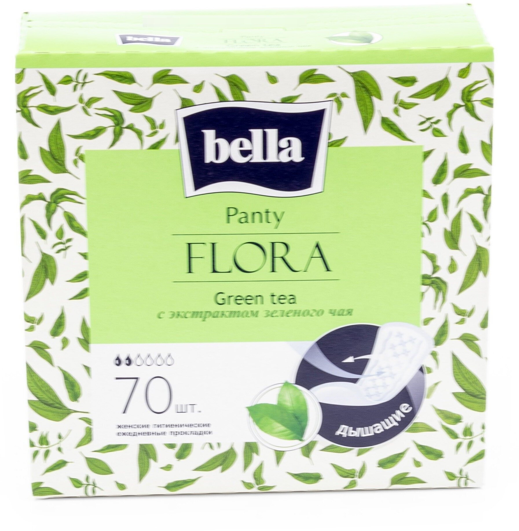 Ежедневные прокладки Bella / Белла Panty FLORA Green tea с экстрактом зеленого чая дышащие коробка 70шт. / женская гигиена