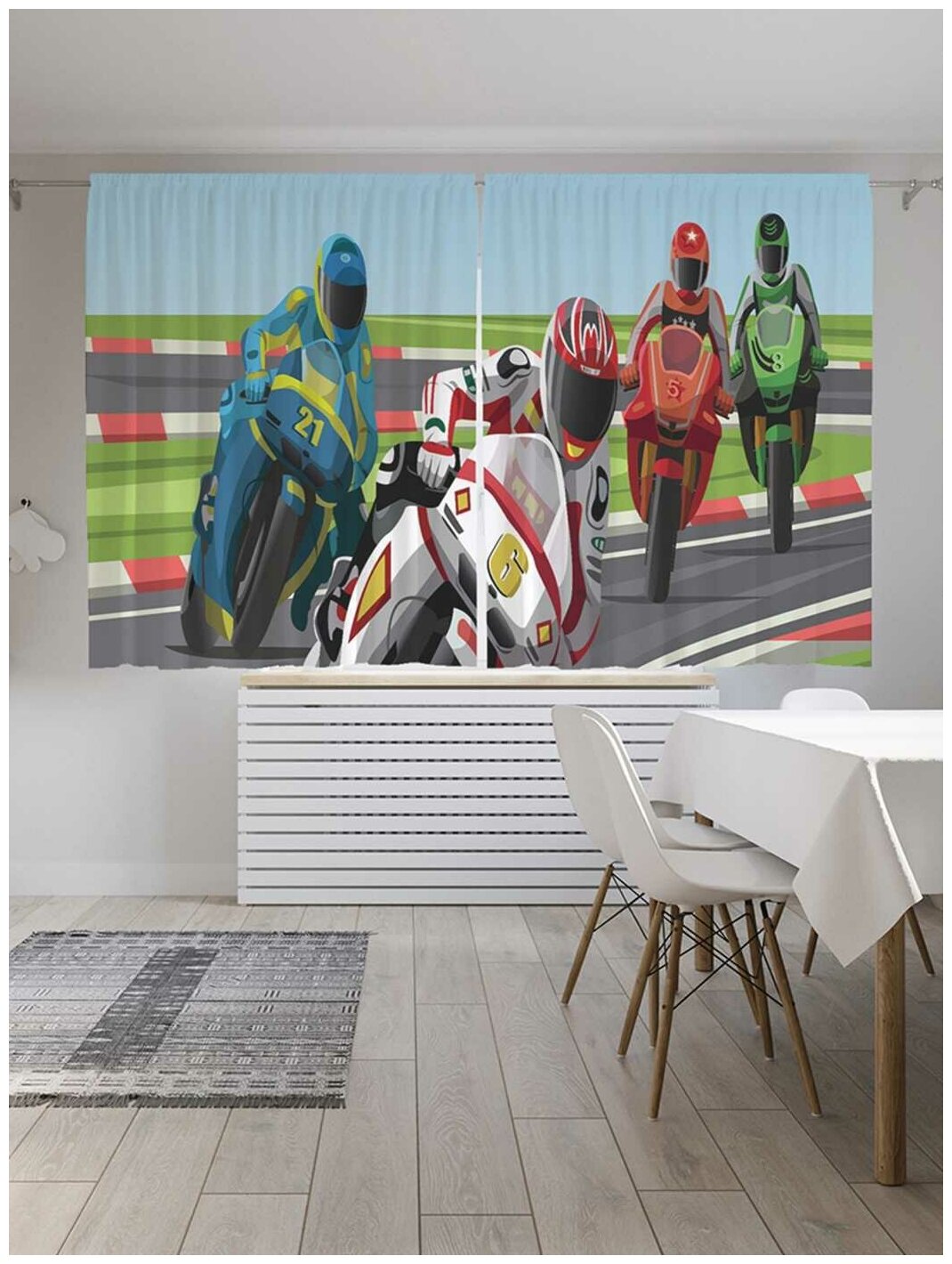 Шторы JoyArty с фотопечатью "Мастерские гонки" из сатена, 290х180 см