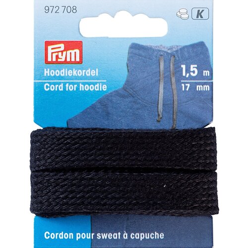 Шнур PRYM 17 мм 972708 для худи 1.5 м черный