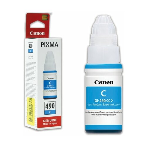 струйное мфу canon pixma g3411 Чернила CANON (GI-490С) для СНПЧ Pixma G1400\G2400\G3400, голубые, ресурс 7000 стр, оригинальные, 0664C001