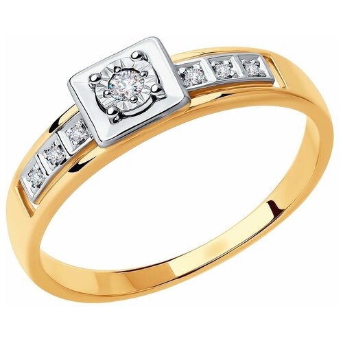 кольцо sokolov комбинированное золото 585 проба бриллиант размер 17 Кольцо SOKOLOV, комбинированное золото, 585 проба, бриллиант, размер 17
