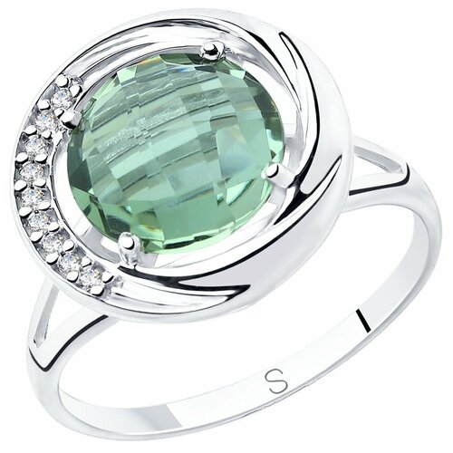 Кольцо SOKOLOV, серебро, 925 проба, фианит, кварц синтетический, размер 18 кольцо с фианитами топазом и кварцем из серебра
