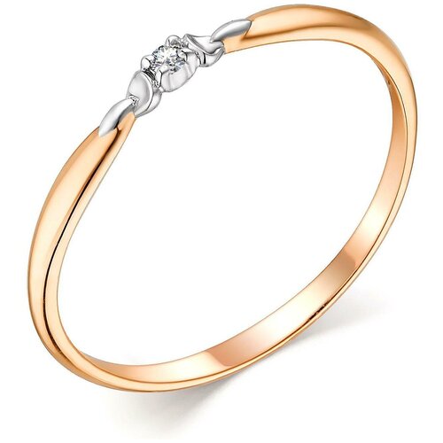 фото Алькор кольцо с 1 бриллиантом из красного золота 13802-100, размер 17.5