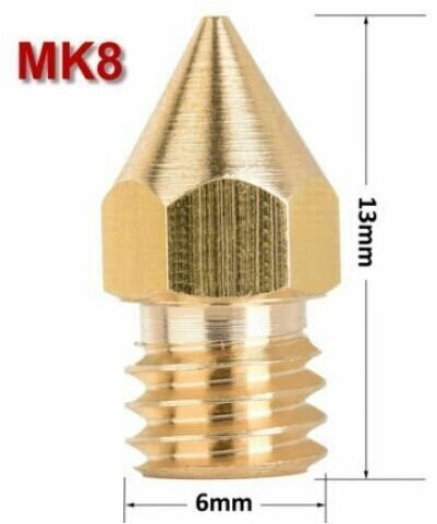 Сопло латунное для 3D принтера МК8 / Сопло для 3д принтера МК8 0.8 мм