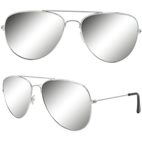Солнцезащитные очки , авиаторы, оправа: металл, с защитой от УФ, зеркальные, серебряный