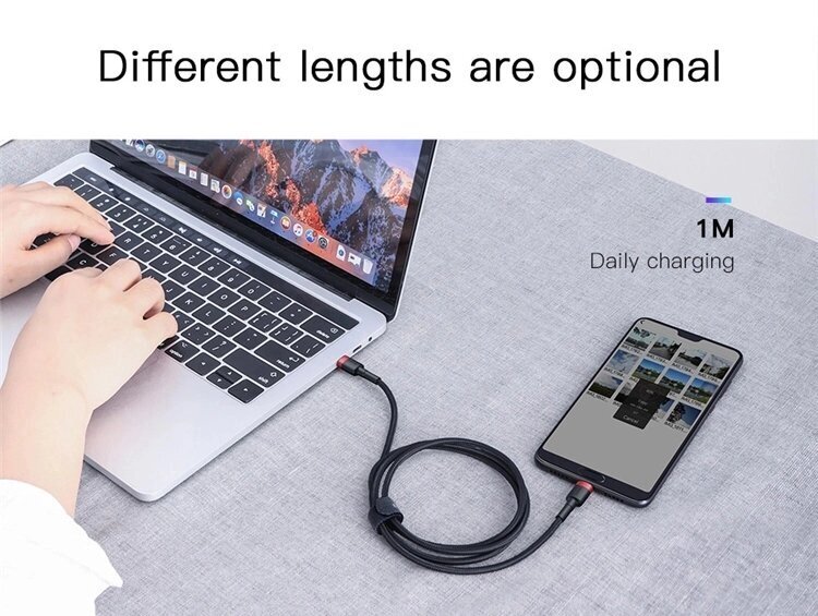 Кабель интерфейсный Baseus Type-C PD2.0 60W flash charging data line (20V 3A) 1m red+black - фото №18