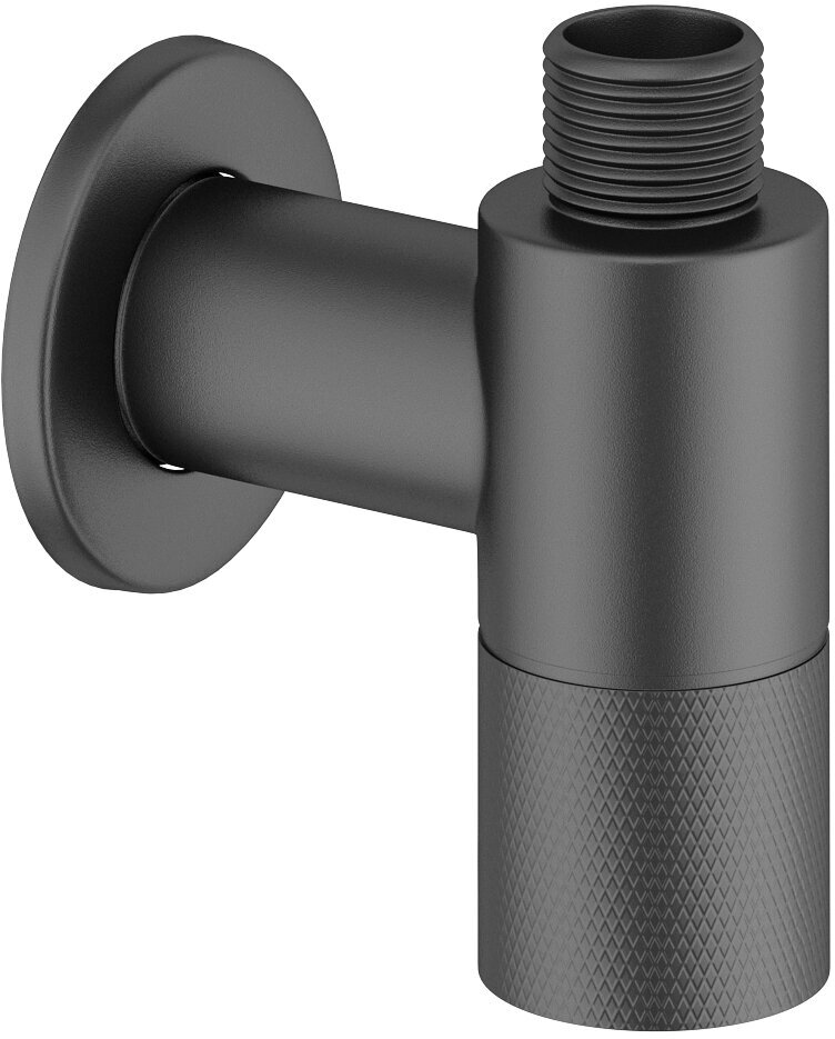 Латунный угловой кран-вентиль для подключения смесителя Wellsee Drainage System 182147000, резьба 1/2"x 3/8", с отражателем, цвет матовый черный
