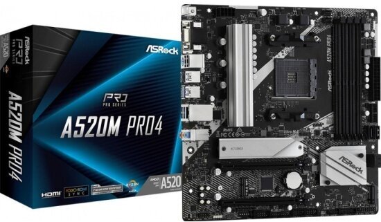 Материнская плата Asrock A520M PRO4 (AM4, mATX)