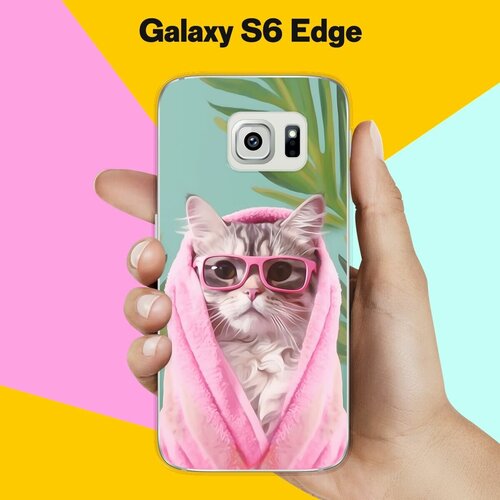Силиконовый чехол на Samsung Galaxy S6 Edge Кот В Очках / для Самсунг Галакси С6 Эдж силиконовый чехол на samsung galaxy s6 edge самсунг галакси с 6 эдж мерцание рисунок