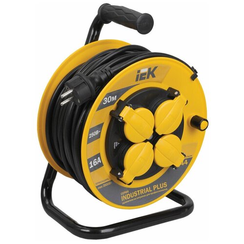 Удлинитель силовой IEK УК10 GARDEN 1300Вт 2x075 на катушке без заземления четырехместный 10 метров IP20 желтыйчерный 12010₽