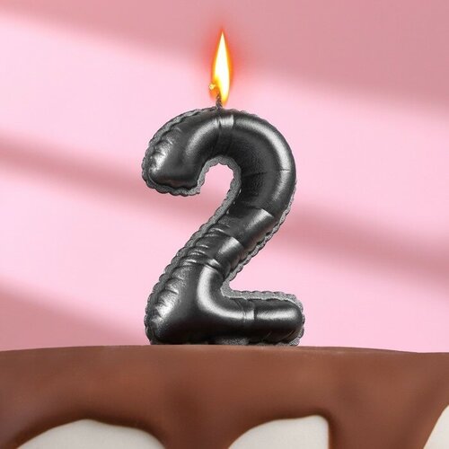 Свеча в торт "Шары" , цифра 2 , мокрый асфальт, 6,3 см