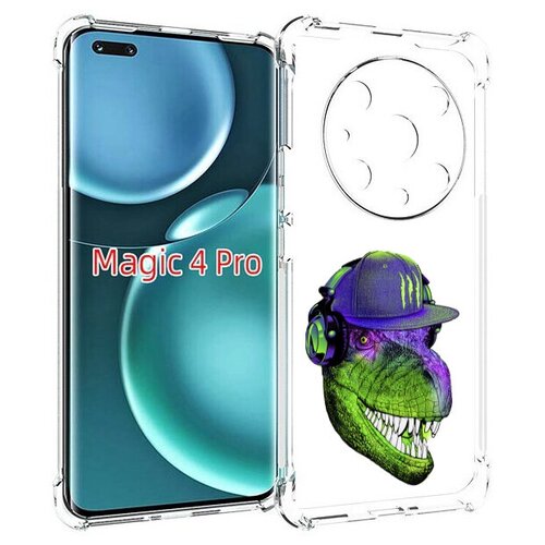 Чехол MyPads Динозавр в кепке для Honor Magic4 Pro / Magic4 Ultimate задняя-панель-накладка-бампер