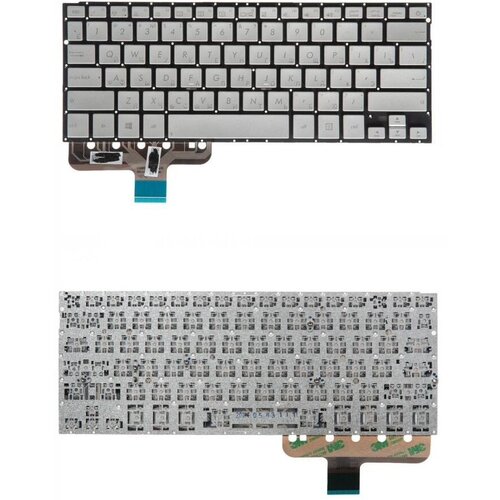 Клавиатура для Asus ZenBook UX301LA-DE серебристая без рамки с поддержкой подсветки клавиатура для ноутбука asus zenbook ux301 серебристая без рамки с поддержкой подсветки