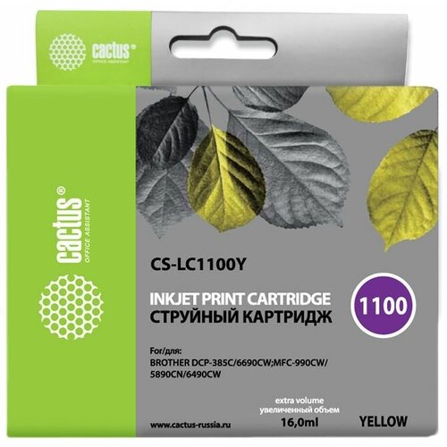 Картридж струйный Cactus CS-LC1100Y желтый 16мл для Brother DCP-385c6690cwMFC-990589058956490