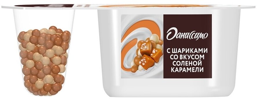 Йогурт Даниссимо Фантазия с хрустящими шариками со вкусом соленой карамели 6.9%