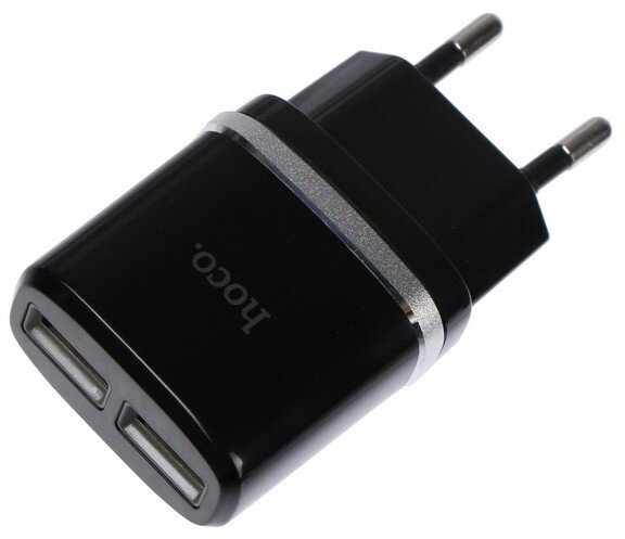 Hoco Сетевое зарядное устройство Hoco C12, 2 USB - 2.4 А, черный
