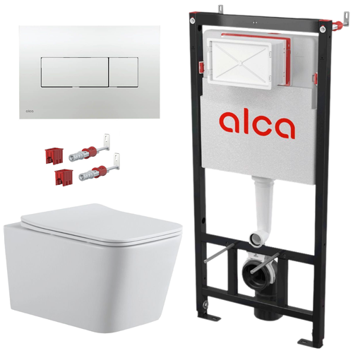 Комплект инсталляция Zandini+система смыва Geberit+унитаз подвесной Aquanet Rimless Tavr 2.0 W LX-1907