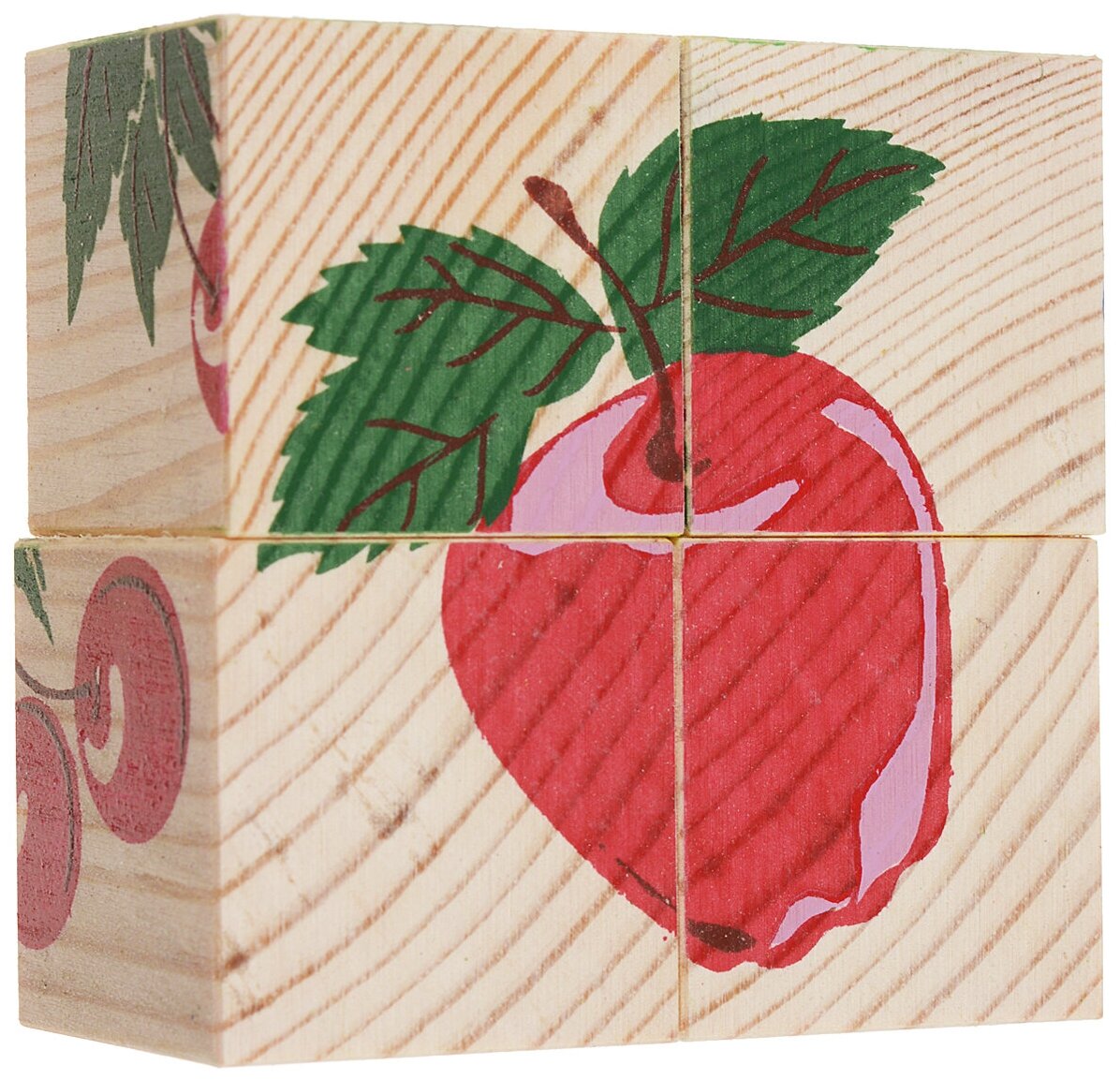 Деревянные кубики «Фрукты-ягоды» 4 элемента, Томик - фото №12