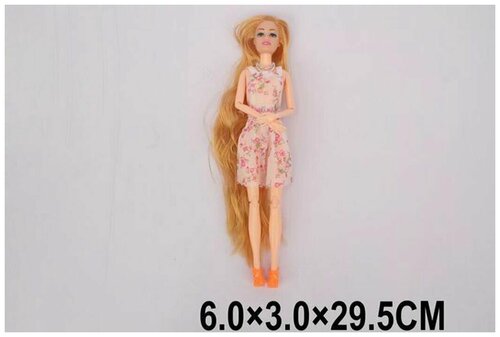 Кукла, пластмасса, с длинными волосами, высота 29. 5 см, 1 шт