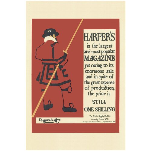 Постер / Плакат / Картина Рекламный плакат - Harpers Magazine 60х90 см в подарочном тубусе