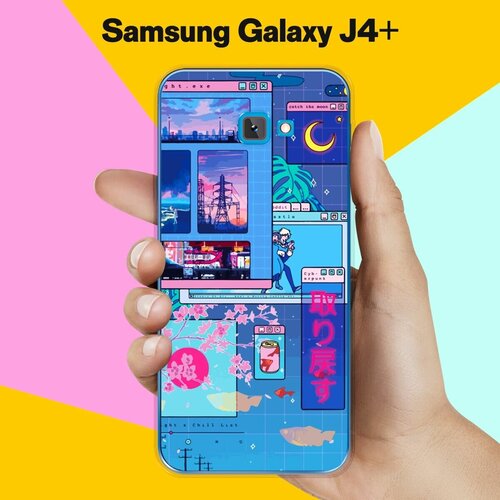 силиконовый чехол одуванчик в капельках на samsung galaxy j4 самсунг джей 4 плюс Силиконовый чехол на Samsung Galaxy J4+ Яркий набор / для Самсунг Галакси Джей 4 Плюс 2018