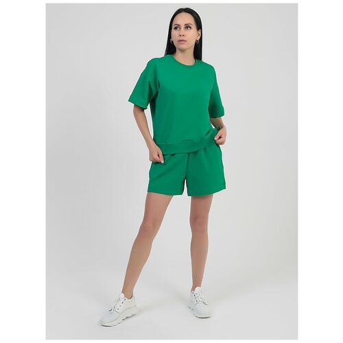 фото Костюм vitacci, футболка и шорты, спортивный стиль, свободный силуэт, размер 50-52, зеленый