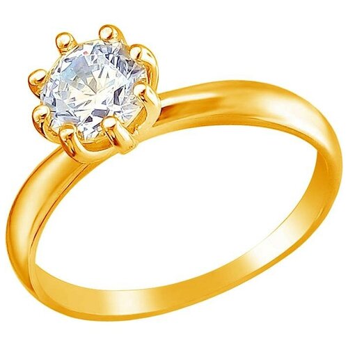 фото Эстет кольцо с 1 фианитом из серебра с позолотой 01к154861а, размер 18