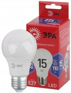 Светодиодная LED лампа ЭРА ECO ЛОН A60 E27 15W(1200lm) 6500K 6K 116х60 A60-15W-865-E27 7769 (упаковка 18 штук)