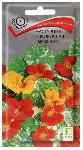 Семена цветов Настурция низкорослая "Аляска смесь" 1 г