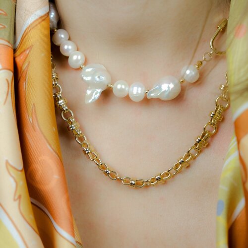 фото Чокер ожерелье carolon для женщин / стильный чокер на шею / ожерелье из белого жемчуга 35 см